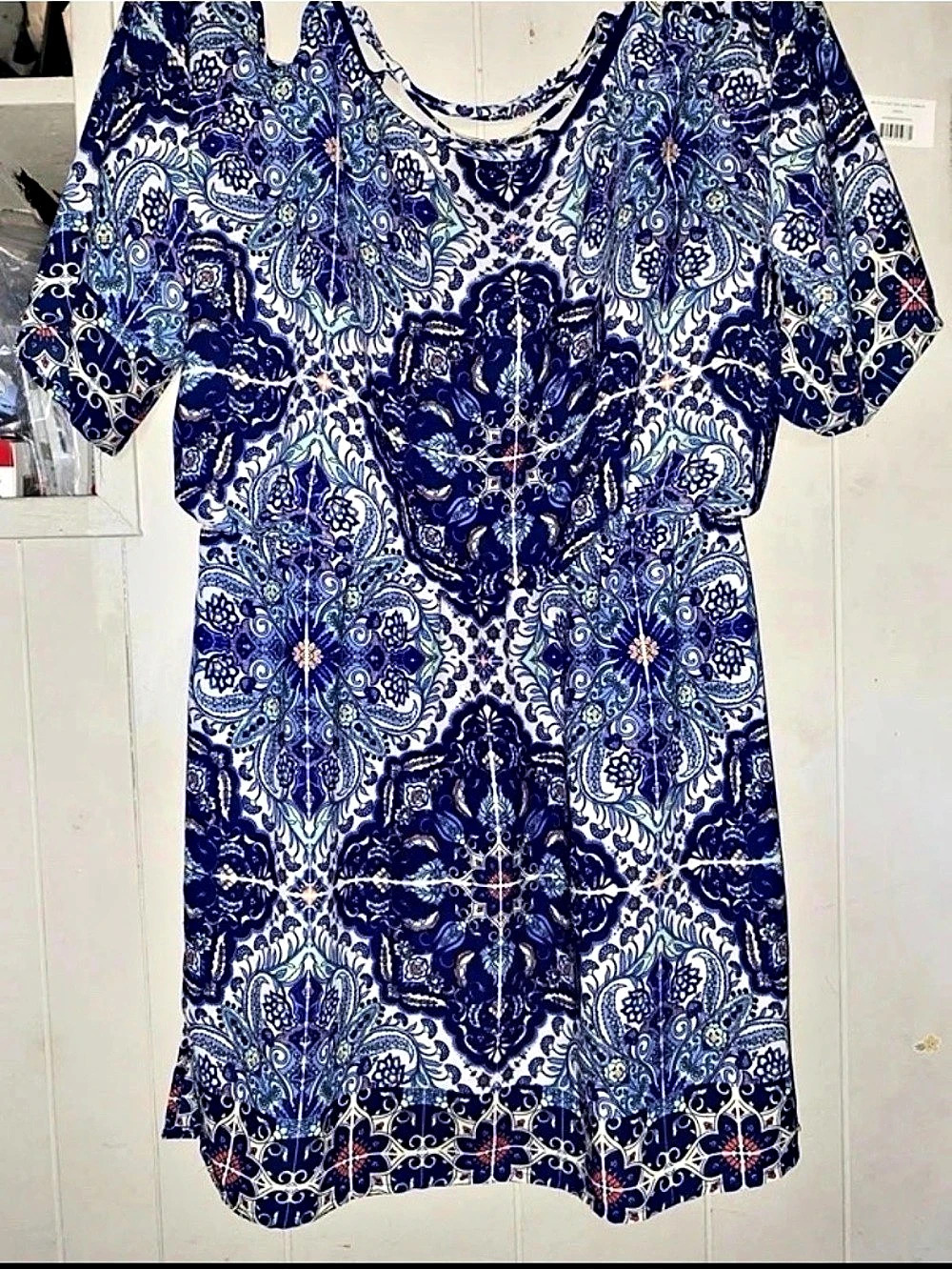 Blue & White Printed Mini Dress Like New